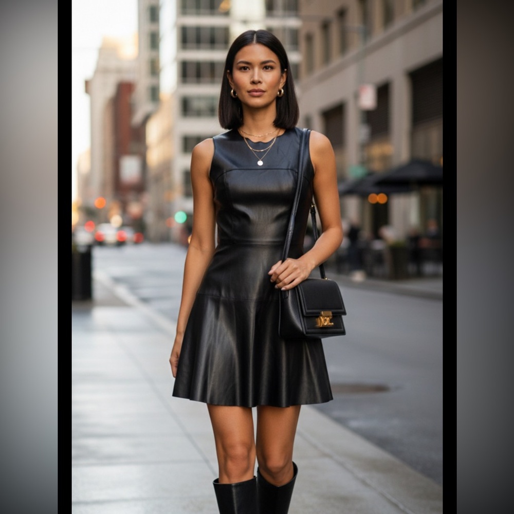 41 Hawthorn Faux Leather Dress Black XS Stitch Fix Goth Whimsigoth matrix 90’s